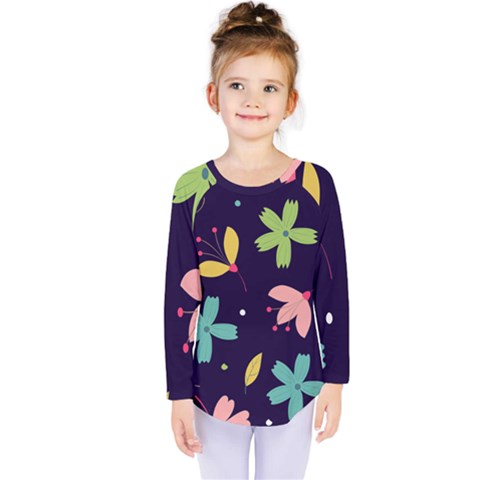 Colorful Floral Kids  Long Sleeve Tee by hanggaravicky2