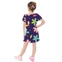 Colorful Floral Kids  Short Sleeve Velvet Dress View2