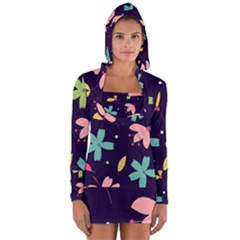 Colorful Floral Long Sleeve Hooded T-shirt by hanggaravicky2