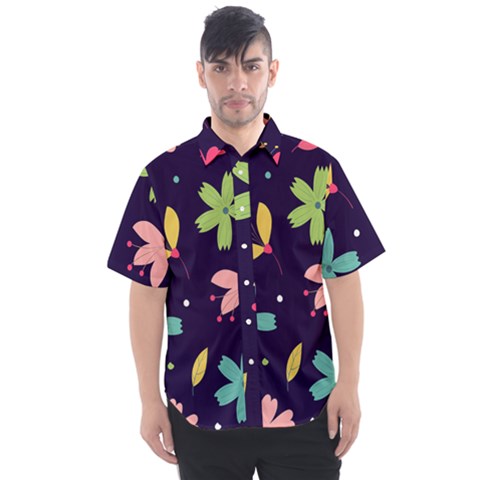 Colorful Floral Men s Short Sleeve Shirt by hanggaravicky2