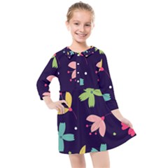 Colorful Floral Kids  Quarter Sleeve Shirt Dress by hanggaravicky2