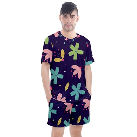 Colorful Floral Men s Mesh Tee And Shorts Set by hanggaravicky2