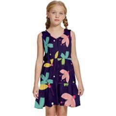 Colorful Floral Kids  Sleeveless Tiered Mini Dress