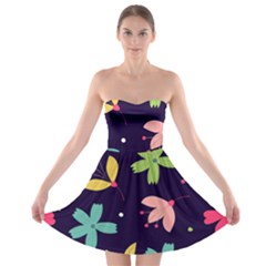 Colorful Floral Strapless Bra Top Dress