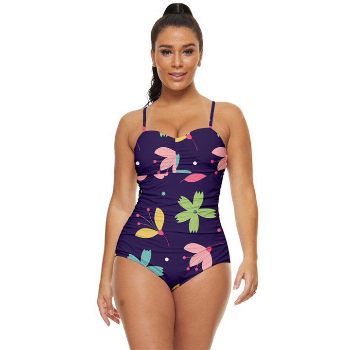 Colorful Floral Retro Full Coverage Swimsuit