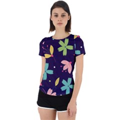 Colorful Floral Back Cut Out Sport Tee by hanggaravicky2