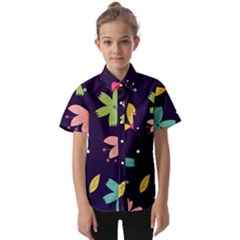 Colorful Floral Kids  Short Sleeve Shirt by hanggaravicky2