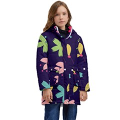 Colorful Floral Kid s Hooded Longline Puffer Jacket