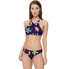 Colorful Floral Banded Triangle Bikini Set