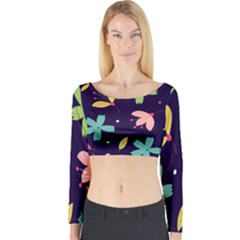 Colorful Floral Long Sleeve Crop Top by hanggaravicky2