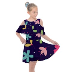 Colorful Floral Kids  Shoulder Cutout Chiffon Dress by hanggaravicky2