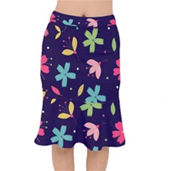 Colorful Floral Short Mermaid Skirt by hanggaravicky2