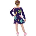 Colorful Floral Kids  Long Sleeve Velvet Dress View2