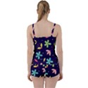 Colorful Floral Tie Front Two Piece Tankini View2