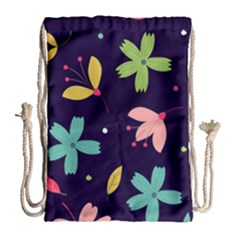 Colorful Floral Drawstring Bag (large) by hanggaravicky2