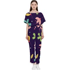 Colorful Floral Batwing Lightweight Chiffon Jumpsuit by hanggaravicky2