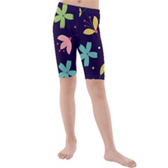 Colorful Floral Kids  Mid Length Swim Shorts by hanggaravicky2