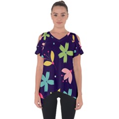 Colorful Floral Cut Out Side Drop Tee by hanggaravicky2