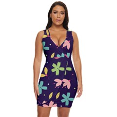 Colorful Floral Draped Bodycon Dress by hanggaravicky2