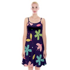 Colorful Floral Spaghetti Strap Velvet Dress