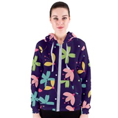 Colorful Floral Women s Zipper Hoodie