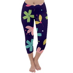 Colorful Floral Capri Winter Leggings 