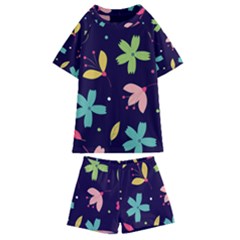 Colorful Floral Kids  Swim Tee And Shorts Set by hanggaravicky2