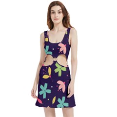 Colorful Floral Velvet Cutout Dress by hanggaravicky2