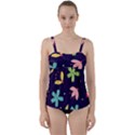 Colorful Floral Twist Front Tankini Set View1