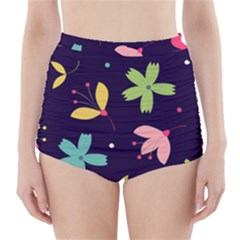 Colorful Floral High-waisted Bikini Bottoms by hanggaravicky2