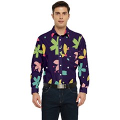 Colorful Floral Men s Long Sleeve Pocket Shirt 