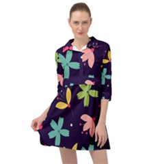 Colorful Floral Mini Skater Shirt Dress by hanggaravicky2