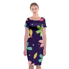 Colorful Floral Classic Short Sleeve Midi Dress