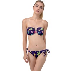 Colorful Floral Twist Bandeau Bikini Set by hanggaravicky2