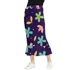 Colorful Floral Maxi Fishtail Chiffon Skirt