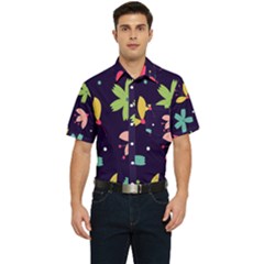 Colorful Floral Men s Short Sleeve Pocket Shirt 