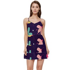 Colorful Floral Short Frill Dress