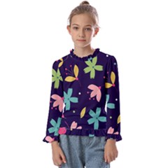 Colorful Floral Kids  Frill Detail Tee