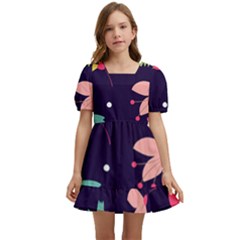 Colorful Floral Kids  Short Sleeve Dolly Dress by hanggaravicky2