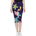 Colorful Floral Inside Out Lightweight Velour Capri Leggings  View1