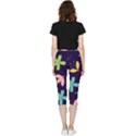 Colorful Floral Inside Out Lightweight Velour Capri Leggings  View2