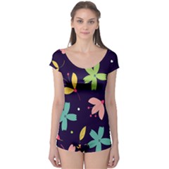 Colorful Floral Boyleg Leotard 