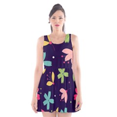 Colorful Floral Scoop Neck Skater Dress by hanggaravicky2