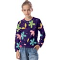 Colorful Floral Kids  Long Sleeve Tee with Frill  View1