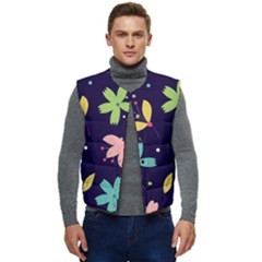 Colorful Floral Men s Short Button Up Puffer Vest	