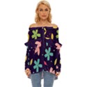 Colorful Floral Off Shoulder Chiffon Pocket Shirt View1