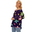 Colorful Floral Off Shoulder Chiffon Pocket Shirt View2