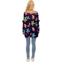 Colorful Floral Off Shoulder Chiffon Pocket Shirt View4