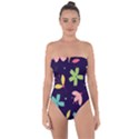 Colorful Floral Tie Back One Piece Swimsuit View1