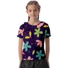 Colorful Floral Kids  Frill Chiffon Blouse by hanggaravicky2